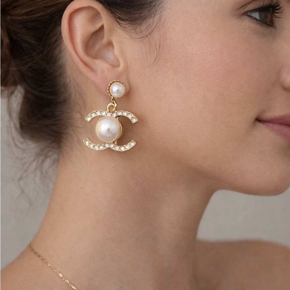 CC Gold and Pearl Earrings